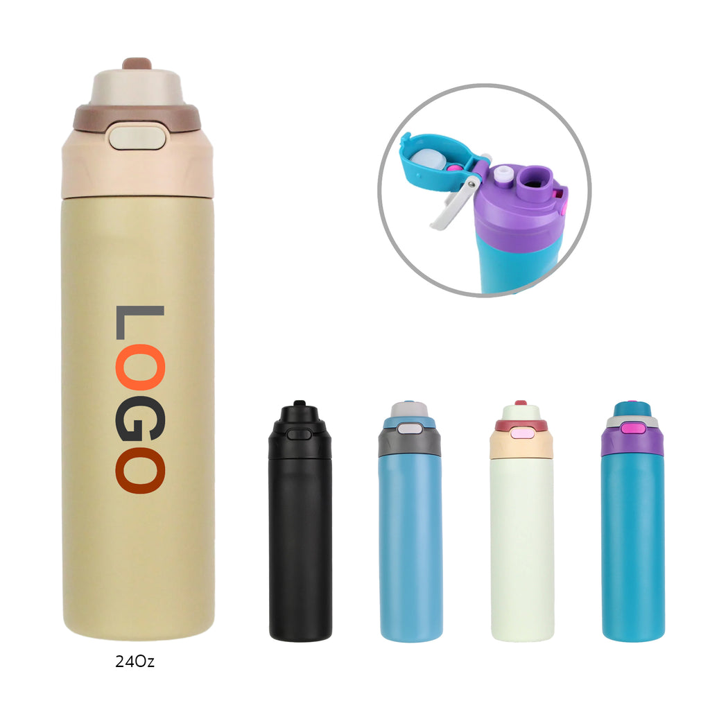 24oz Flip Lid Stainless Steel Bottle